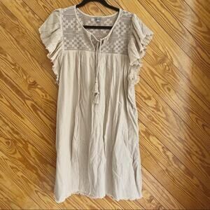 Aerie Gauze Crochet Ruffle Mini Dress